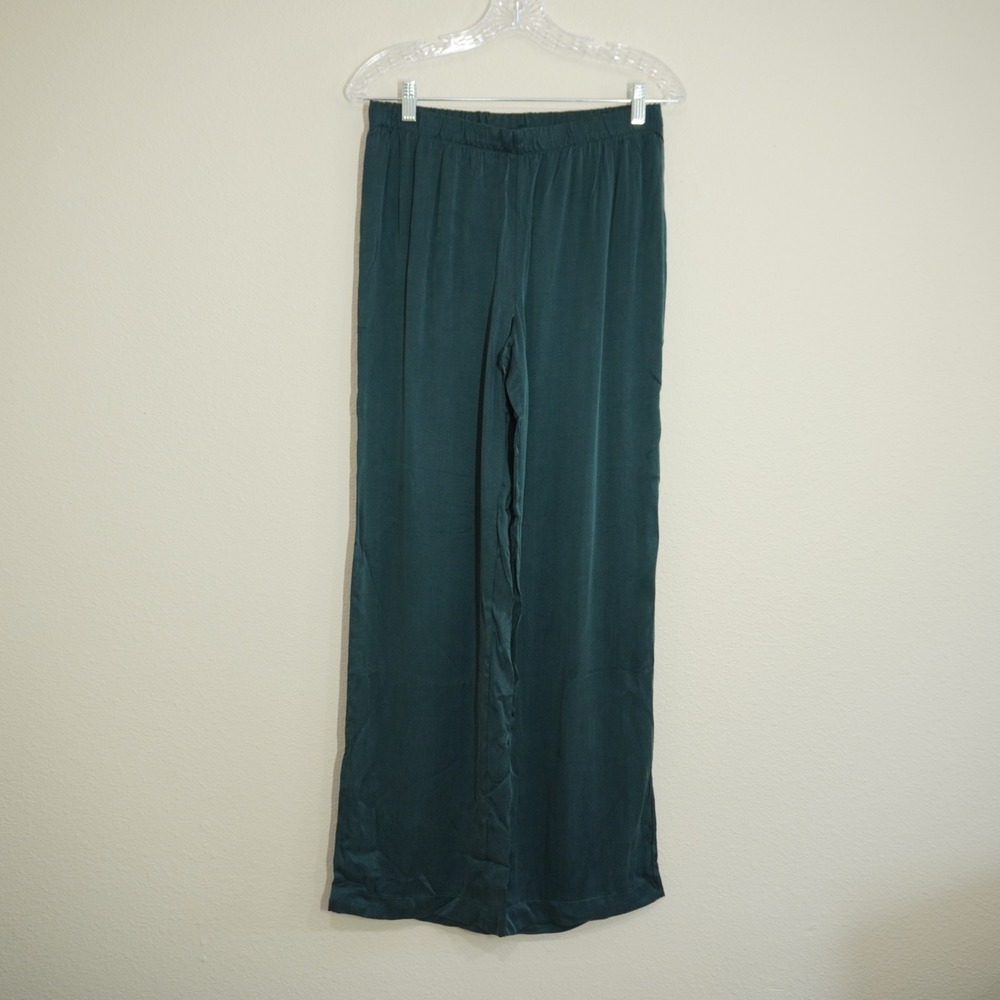 Haven Well Within Forest Green Cupro Viscose Wide Leg Lounge Pants Small NWT